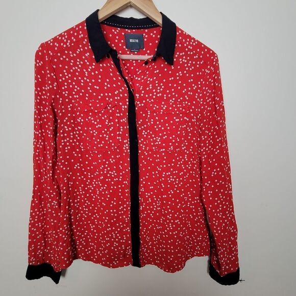 Anthropologie Tops - MAEVE Bagatelle Red Polka Dot Top Blouse 4